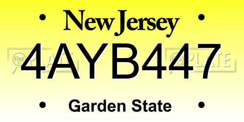 4AYB447 New Jersey License Plate