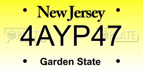 4AYP47 New Jersey License Plate
