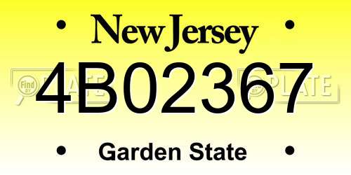 4B02367 New Jersey License Plate