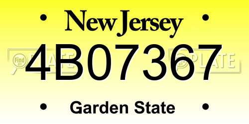 4B07367 New Jersey License Plate