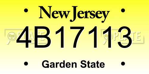 4B17113 New Jersey License Plate