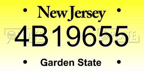 4B19655 New Jersey License Plate