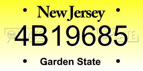 4B19685 New Jersey License Plate