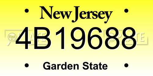 4B19688 New Jersey License Plate
