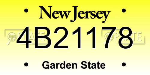 4B21178 New Jersey License Plate