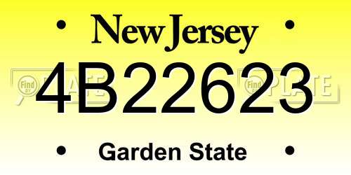 4B22623 New Jersey License Plate