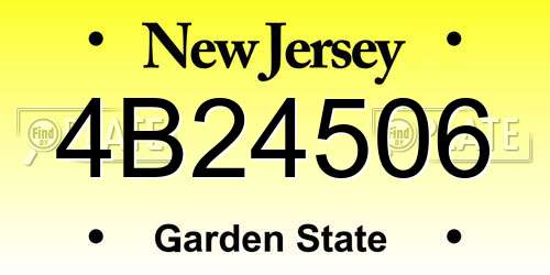 4B24506 New Jersey License Plate