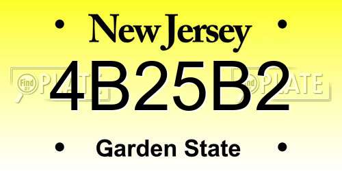 4B25B2 New Jersey License Plate