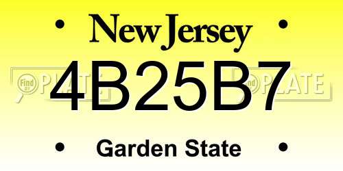 4B25B7 New Jersey License Plate