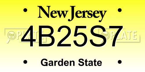 4B25S7 New Jersey License Plate