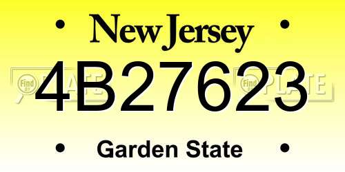 4B27623 New Jersey License Plate