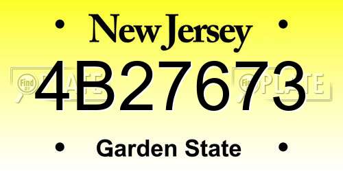 4B27673 New Jersey License Plate