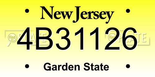 4B31126 New Jersey License Plate
