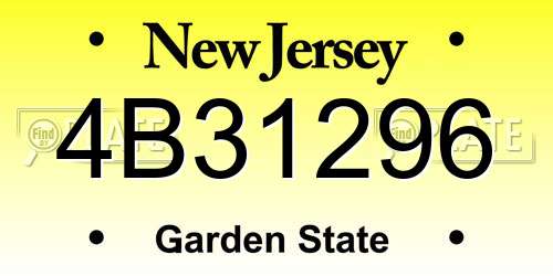 4B31296 New Jersey License Plate