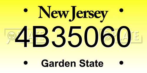 4B35060 New Jersey License Plate