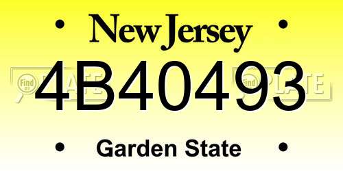 4B40493 New Jersey License Plate