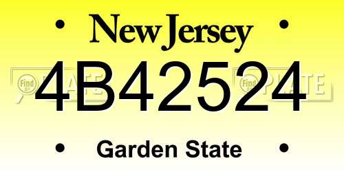 4B42524 New Jersey License Plate