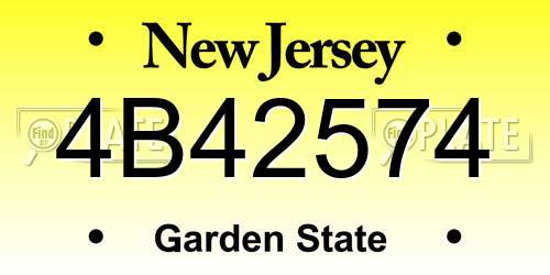 4B42574 New Jersey License Plate