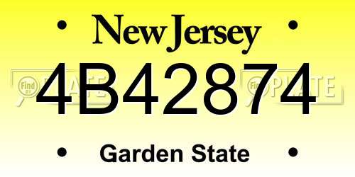 4B42874 New Jersey License Plate