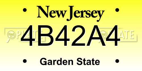 4B42A4 New Jersey License Plate