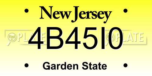 4B45I0 New Jersey License Plate