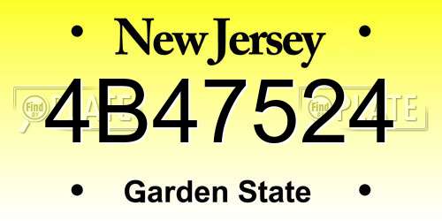 4B47524 New Jersey License Plate