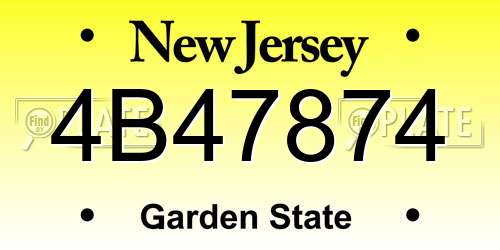4B47874 New Jersey License Plate