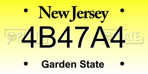 4B47A4 New Jersey License Plate