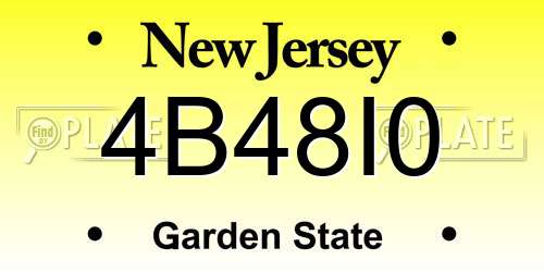 4B48I0 New Jersey License Plate