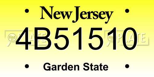 4B51510 New Jersey License Plate