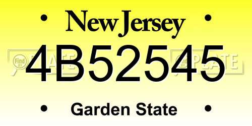 4B52545 New Jersey License Plate