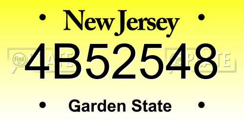 4B52548 New Jersey License Plate