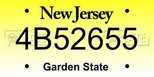 4B52655 New Jersey License Plate