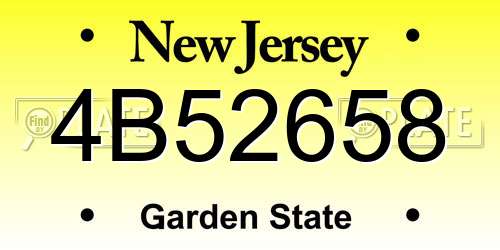 4B52658 New Jersey License Plate