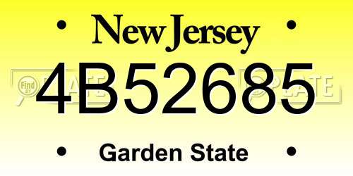 4B52685 New Jersey License Plate