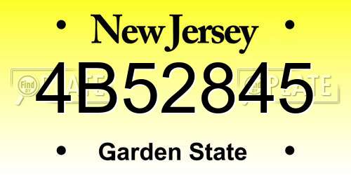 4B52845 New Jersey License Plate