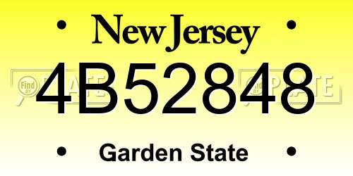 4B52848 New Jersey License Plate