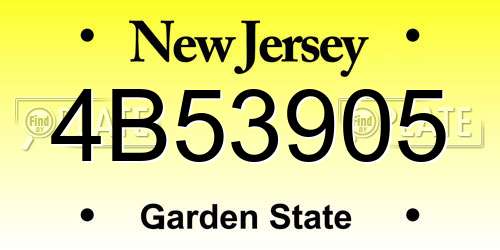 4B53905 New Jersey License Plate