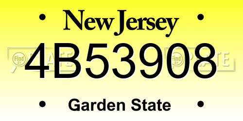 4B53908 New Jersey License Plate