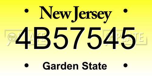 4B57545 New Jersey License Plate