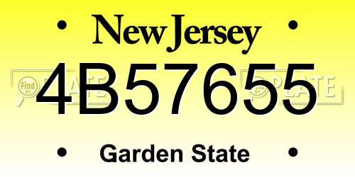 4B57655 New Jersey License Plate