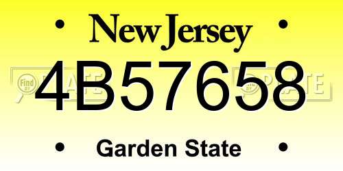 4B57658 New Jersey License Plate