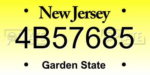 4B57685 New Jersey License Plate