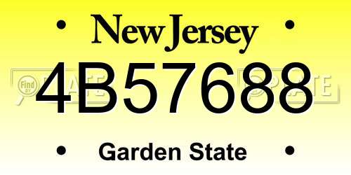 4B57688 New Jersey License Plate