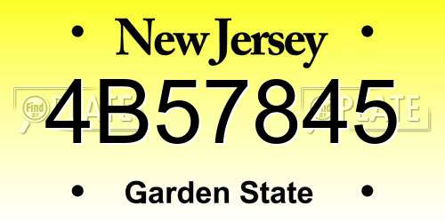 4B57845 New Jersey License Plate
