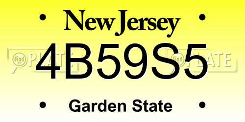 4B59S5 New Jersey License Plate