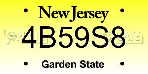 4B59S8 New Jersey License Plate