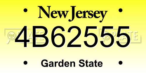 4B62555 New Jersey License Plate
