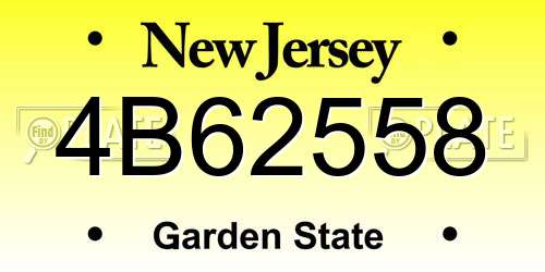 4B62558 New Jersey License Plate
