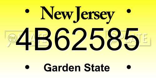 4B62585 New Jersey License Plate